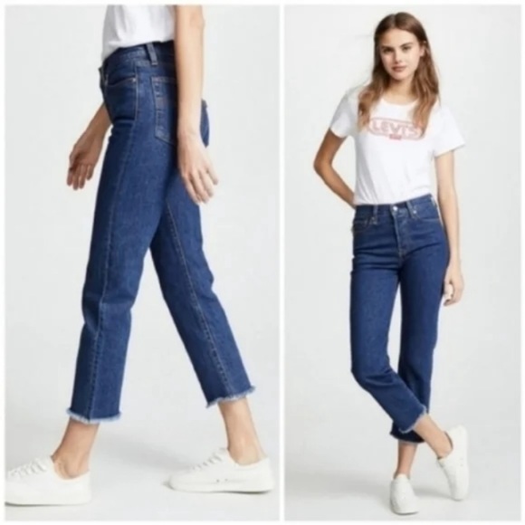 Levi’s wedgie straight jeans raw hem NWT 27 - Picture 11 of 16